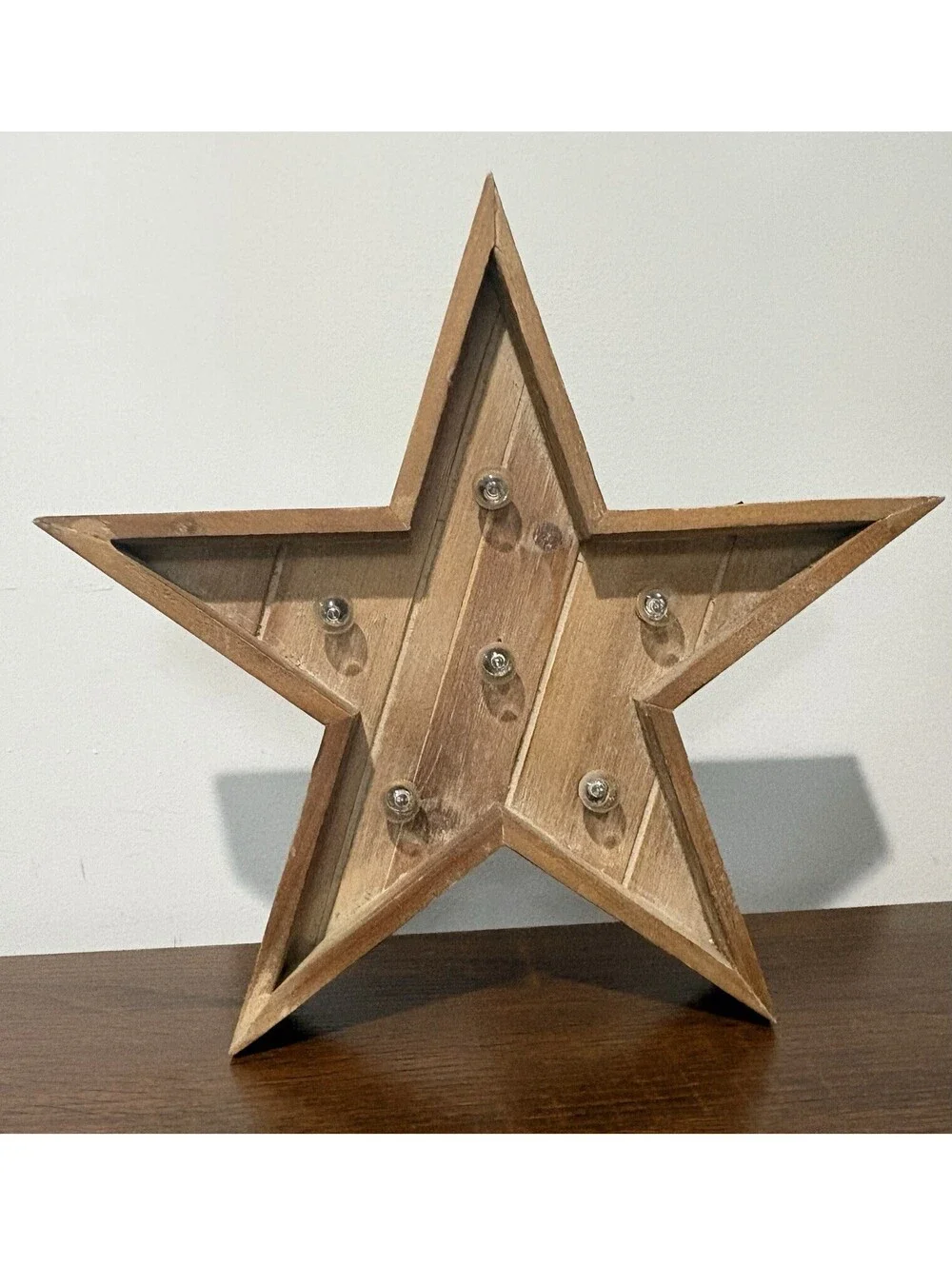 Lit Wooden Marquee Holiday Star Wall Sign Decor 12 in. 4th Of July Christmas